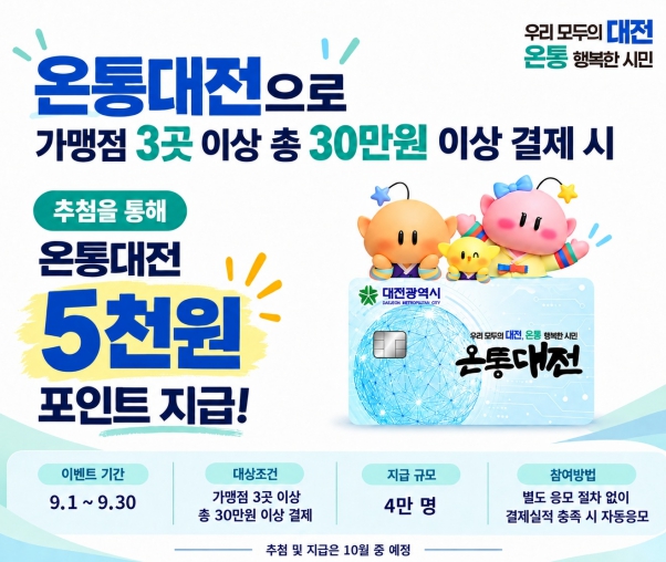 대전시, 추석 맞아 온통대전 소비촉진 이벤트 기사 이미지